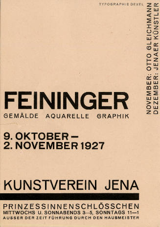 Invitation Card for Lyonel Feininger Exhibition