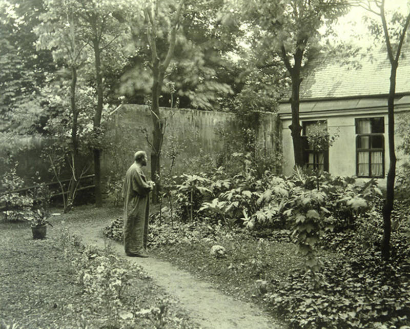 Gustav Klimt in the garden of his studio at Josefstädter Strasse 21