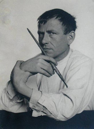 Otto Dix with brush